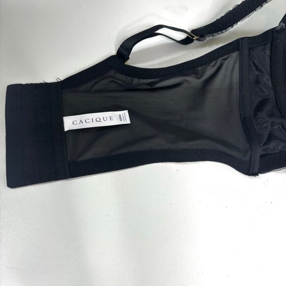 Cacique Boost Balconette Black Underwire Embroidered Rose 40DD - Picture 7 of 8